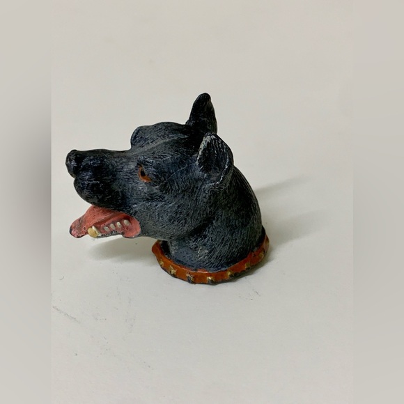 Antique Heavy Metal Decorative Figural Dog Head Cane Topper Cap Brutalist - Picture 15 of 16